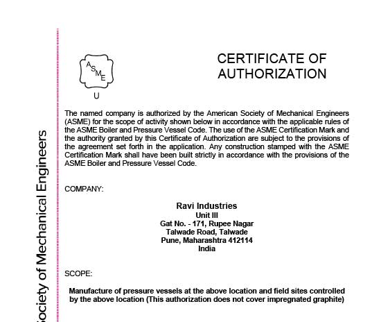 American Society of Mechanical Engineers Certifications